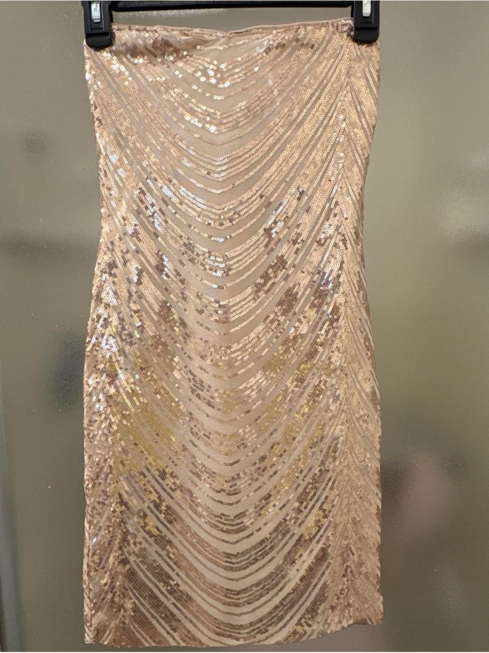 Strapless Gold Sequin Bodycon Dress